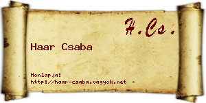 Haar Csaba névjegykártya